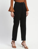 Madame Solid Black Pleated Gurkha Trousers