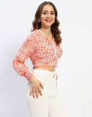 Madame Paisley Print Orange Cotton Crop Top