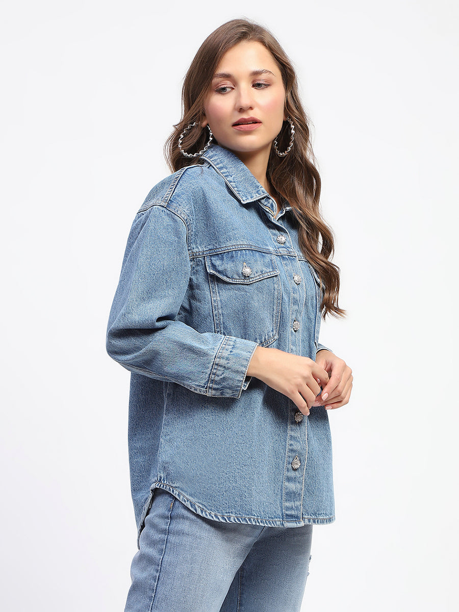 Madame Blue Button Down Denim Jacket