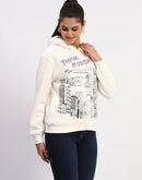 Madame White Graphic Printed Hoodie Sweatshirt