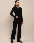 Madame Black Knitted Top and Bottom Ensemble