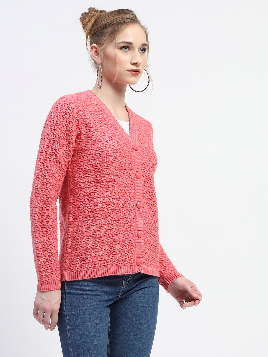 Madame Hot Pink V-Neck Knit Cardigan