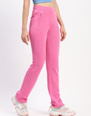 mSECRET Typography Detailing Straight leg Front Zipper Pink Track Bottoms