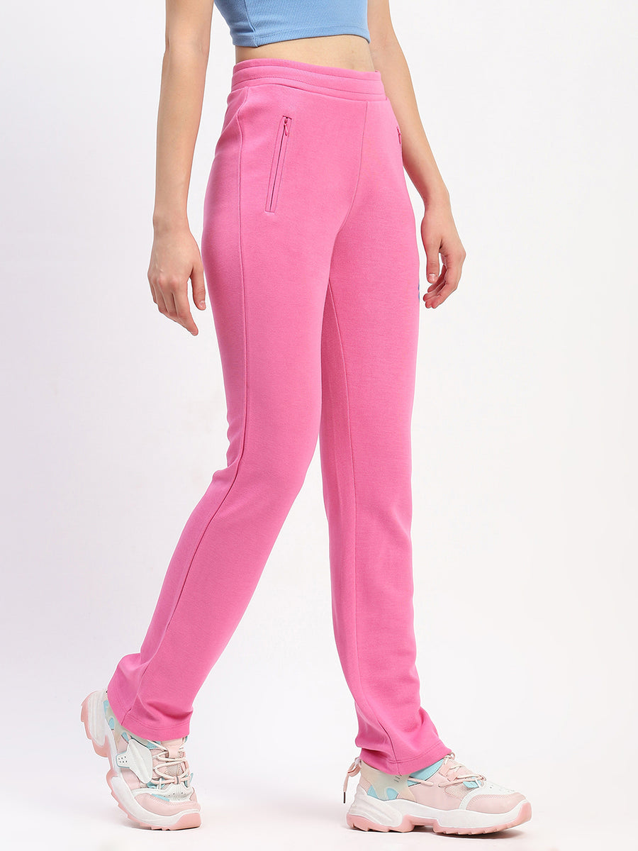 mSECRET Typography Detailing Straight leg Front Zipper Pink Track Bottoms