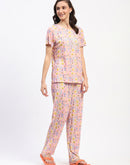 mSECRET Floral Print Peach Night Suit