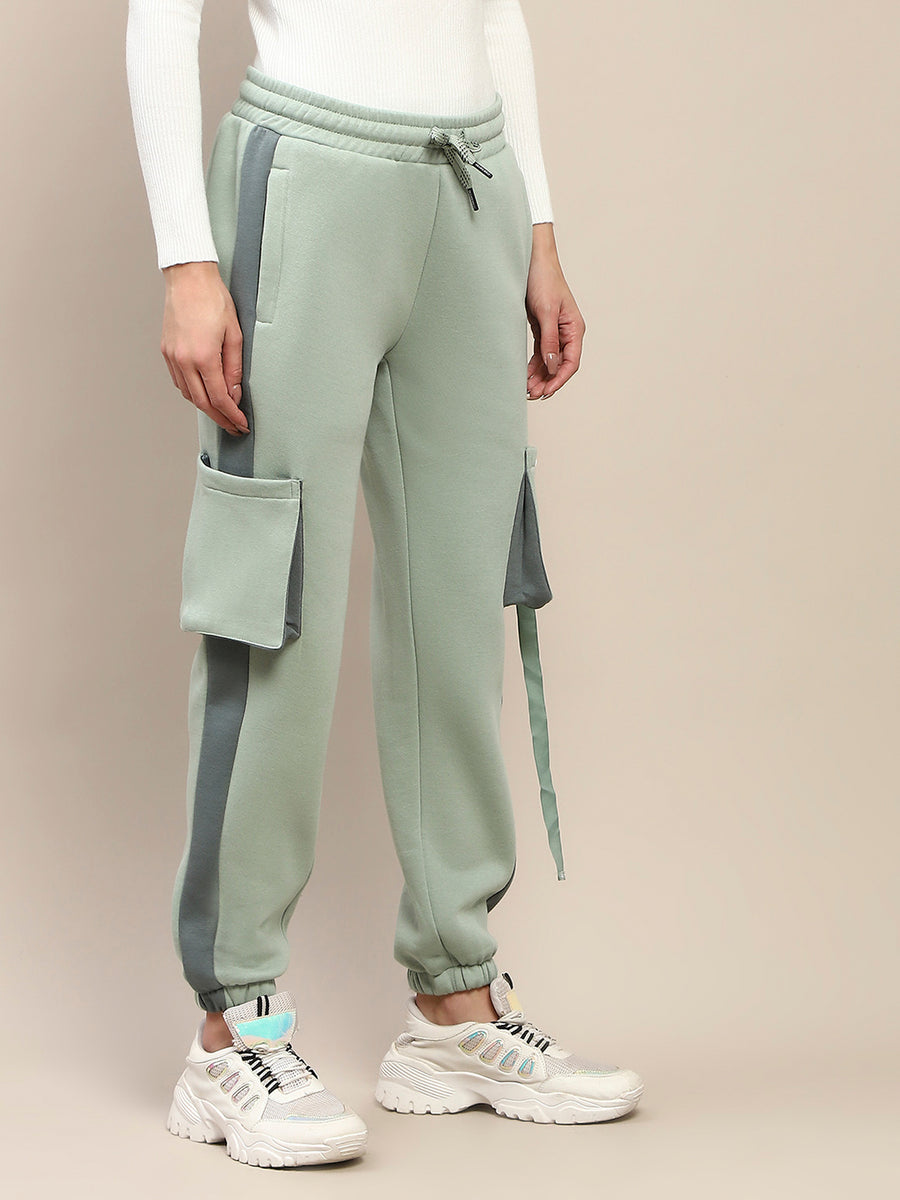 mSECRET Cotton Colorblock Green Track Bottoms