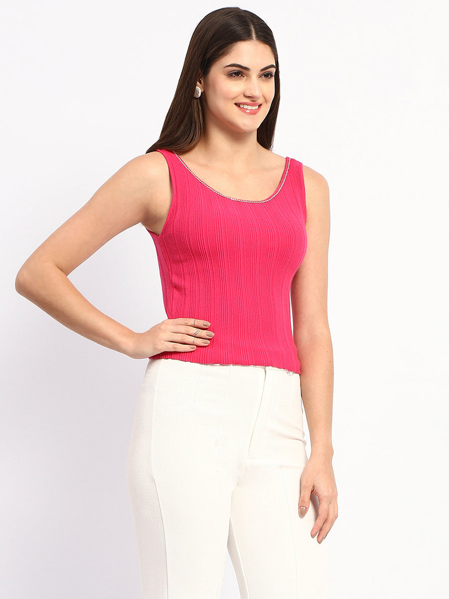 Madame Hot Pink Sleeveless Knit Top