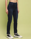 Madame Whiskered Dark Blue Cotton Denim Jeans