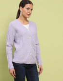 Madame Printed Cable Knit Mauve Cardigan