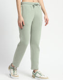 Madame Graphic Detailed Mint Cotton Blend Track Bottoms