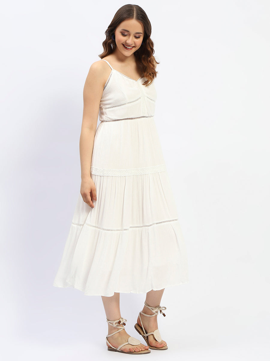 Madame Off White Tiered Cami Cotton Dress