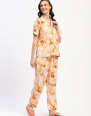 mSECRET Orange Marble Print Short Sleeve Night Suit Set