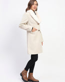 Madame Fur Collared Off White Long Coat