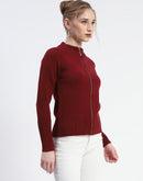 Madame Wine Full-Zip Knit Sweater