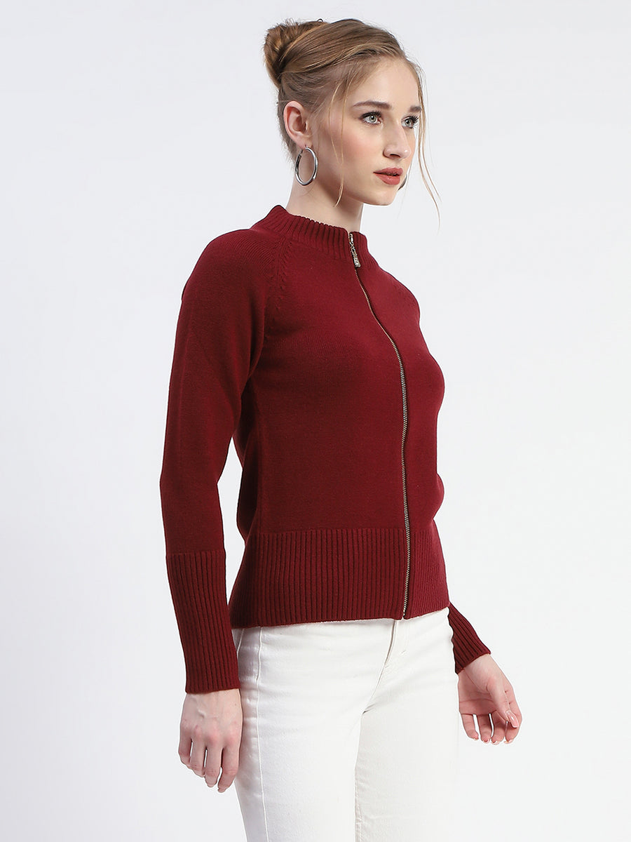 Madame Wine Full-Zip Knit Sweater