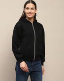 Madame Cotton Blend Black Zipped Sweatshirt