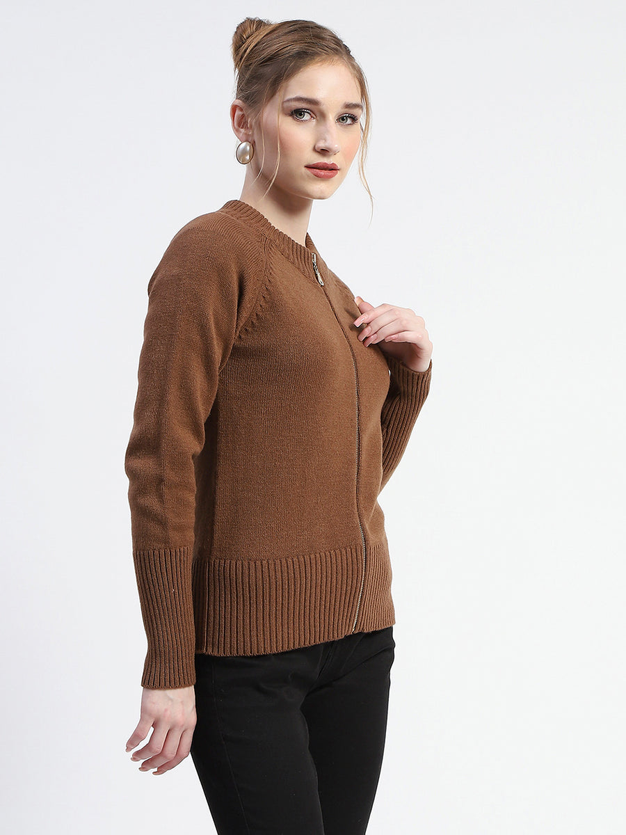 Madame Brown Full-Zip Knit Sweater