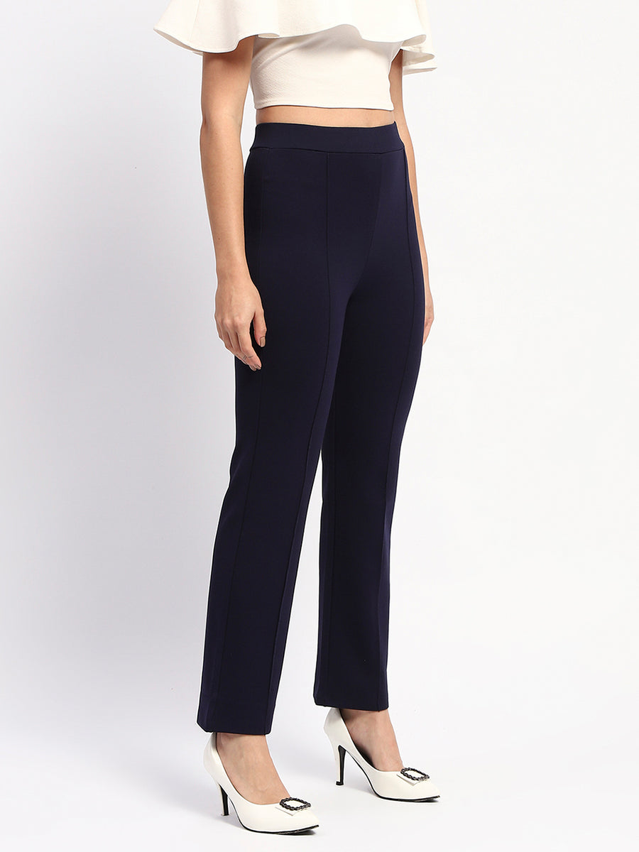 Madame Navy Wide-Leg Formal Trousers