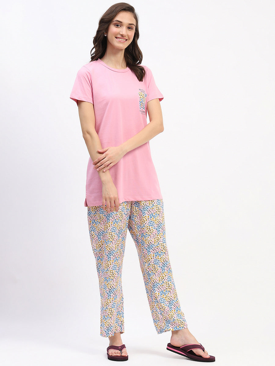 mSECRET Pink Short-Sleeve Tee and Colorful Floral Print Pajama Set