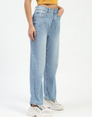 Madame Light Blue Whiskered Straight Fit Jeans