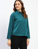 Madame Teal Button Down Shirt