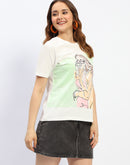 Madame White Graphic Print Cotton T-Shirt