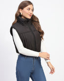 Madame High Neck Sleeveless Black Crop Puffer Jacket