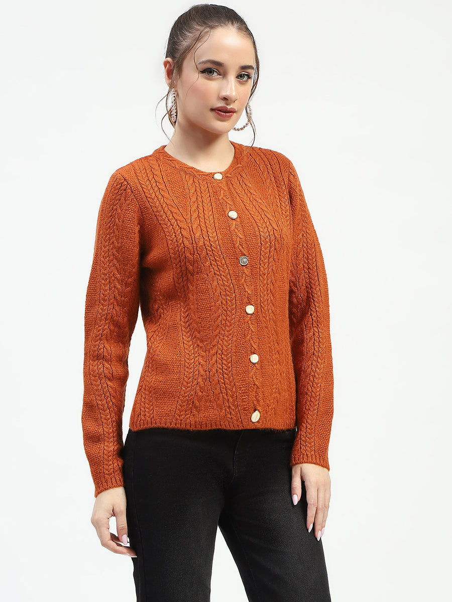 Madame Orange Button-Up Cardigan