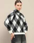 Madame Geometric Print Turtleneck Black Sweater