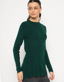 Madame Mock Neck Solid Green Skeeve