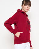 Madame Floral Print Adorned Cotton Blend Red Sweatshirt