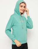 Madame Branding Print And Handwork Seafoam Hooded Sweatshirt