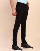 Camla Barcelona Skinny Fit Solid Black Cotton Straight Denim