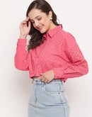 Madame Pink Schiffli Crop Shirt