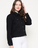 Madame Cotton Blend Jet Black Denim Jacket