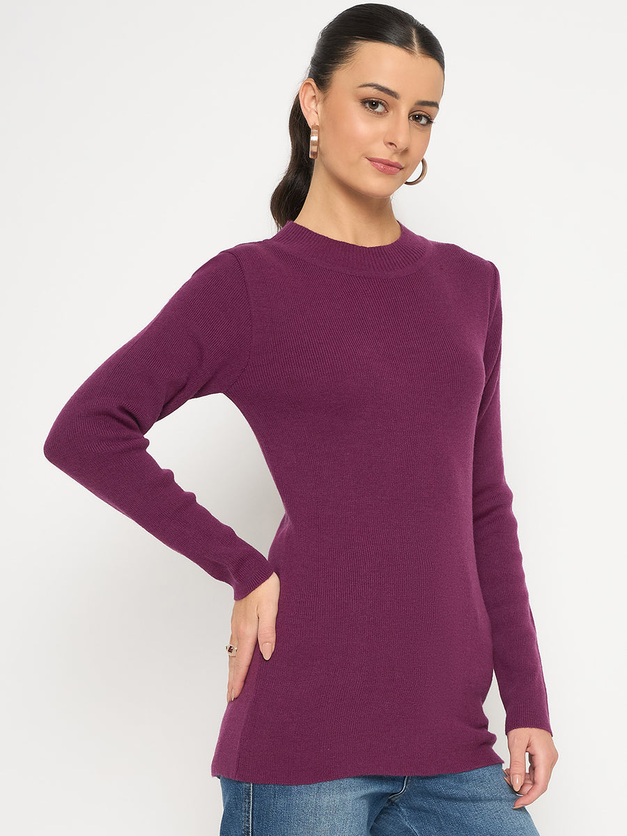 Madame Mock Neck Solid Purple Skeeve