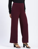 Madame Wide Legged Solid Plum Trousers