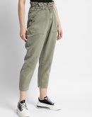 Madame Mid Rise Tapered Fit Olive Green Cargo