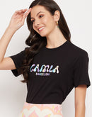 Camla Barcelona Cotton Black Typography Tshirt