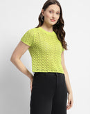 Madame Neon Green Round Neck Knitted Top