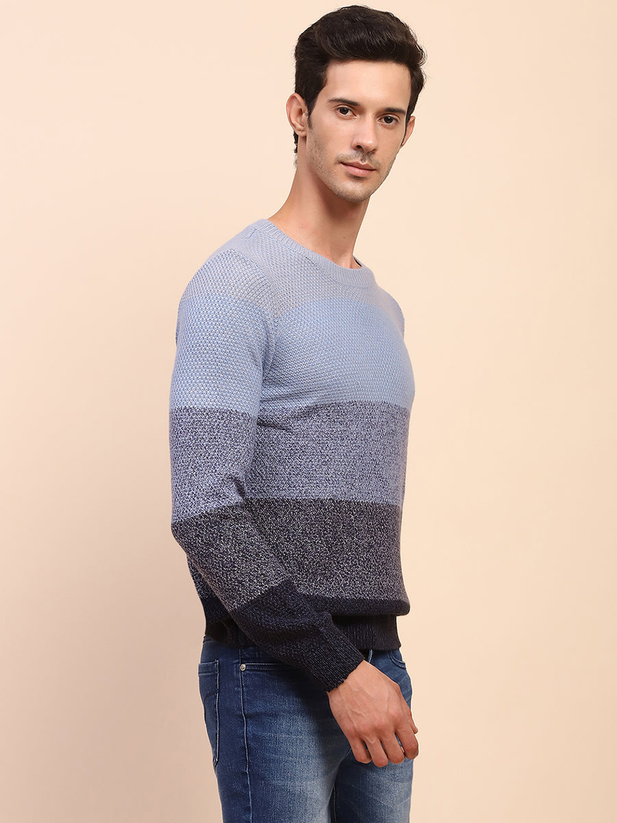 Camla Barcelona Ombre Print Navy Crew Neck Sweater