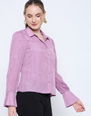 Madame Crushed Tissue Flounce Sleeve Muave Shirt