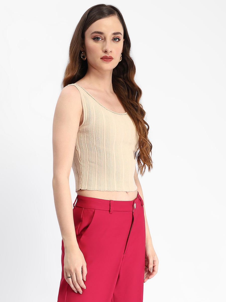 Madame Beige Sleeveless Knit Top