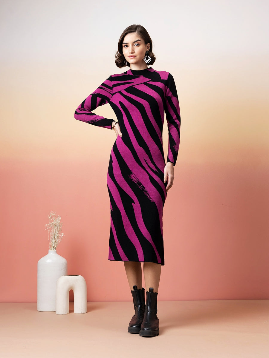 Madame Pink & Black Knitted Dress