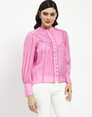 Madame Bridgerton Lacework Pleated Nylon Mauve Shirt