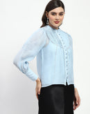 Madame Bridgerton Lacework Sky Blue Nylon Shirt