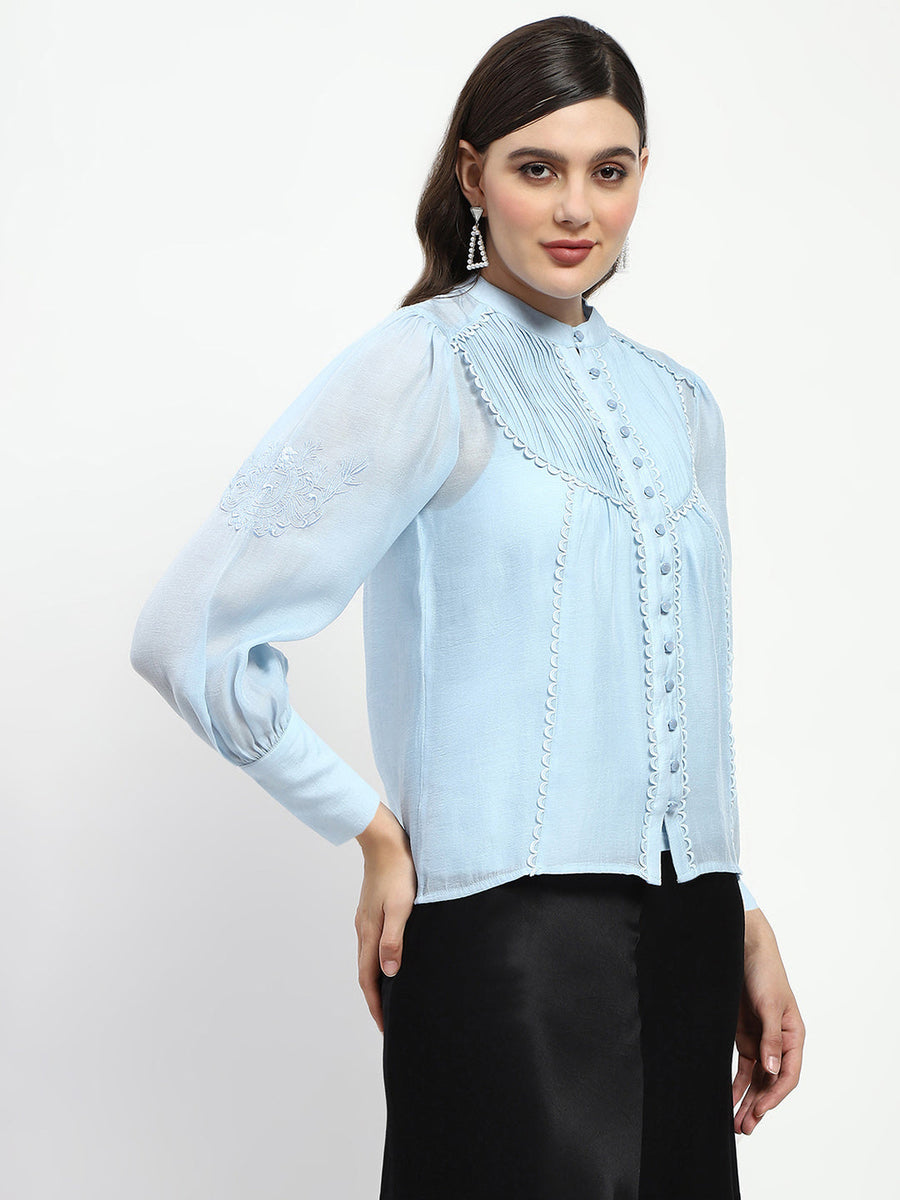 Madame Bridgerton Lacework Sky Blue Nylon Shirt