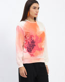 Madame Crew Neck Floral Print Beige Sweatshirt