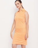 Madame Orange Check Print Polo Dress