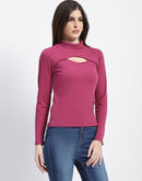 Madame Chest Cutout Plum Ribbed Cotton Top